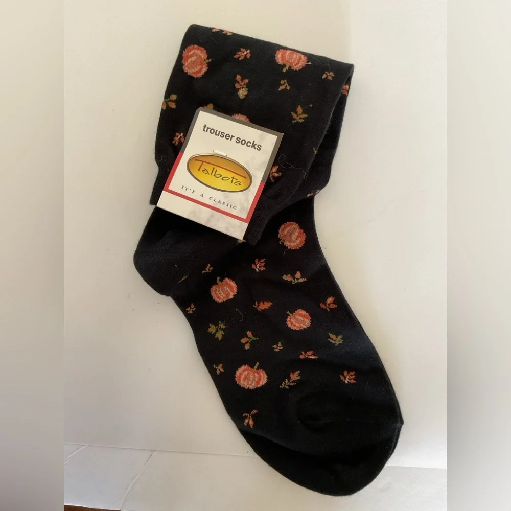 Talbots Pumpkin Fall Trouser Socks NWT